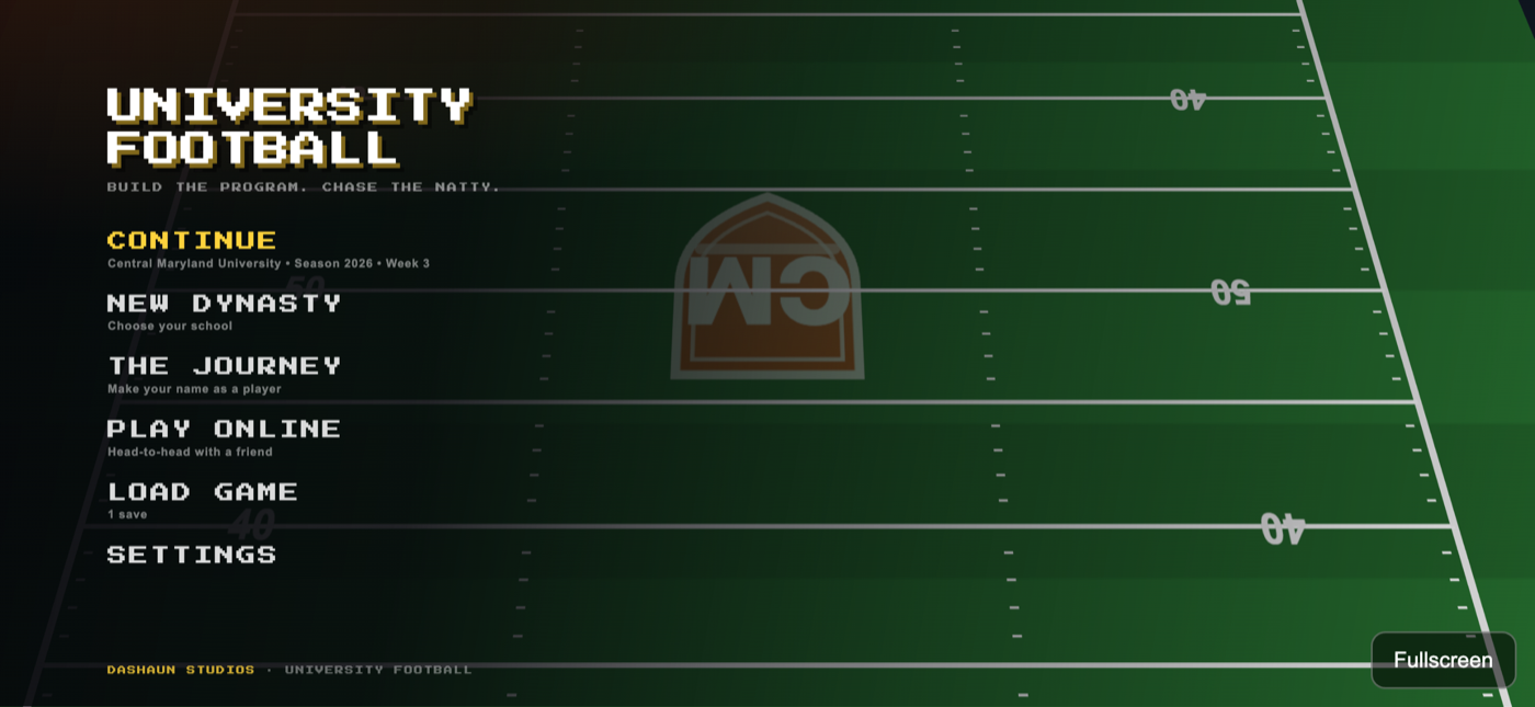 University Football running in a phone browser